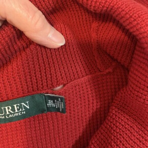 Ralph Lauren Plus Sz Cowl Neck Sweater Red 3X - Picture 7 of 10